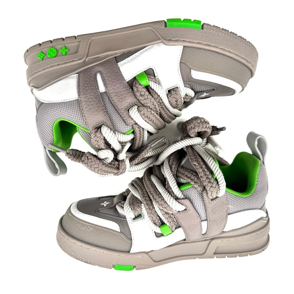 Unisex Louis Vuitton x Kid Super Gray & Green FW23 Skate Sneakers W5-5.5 M3.5